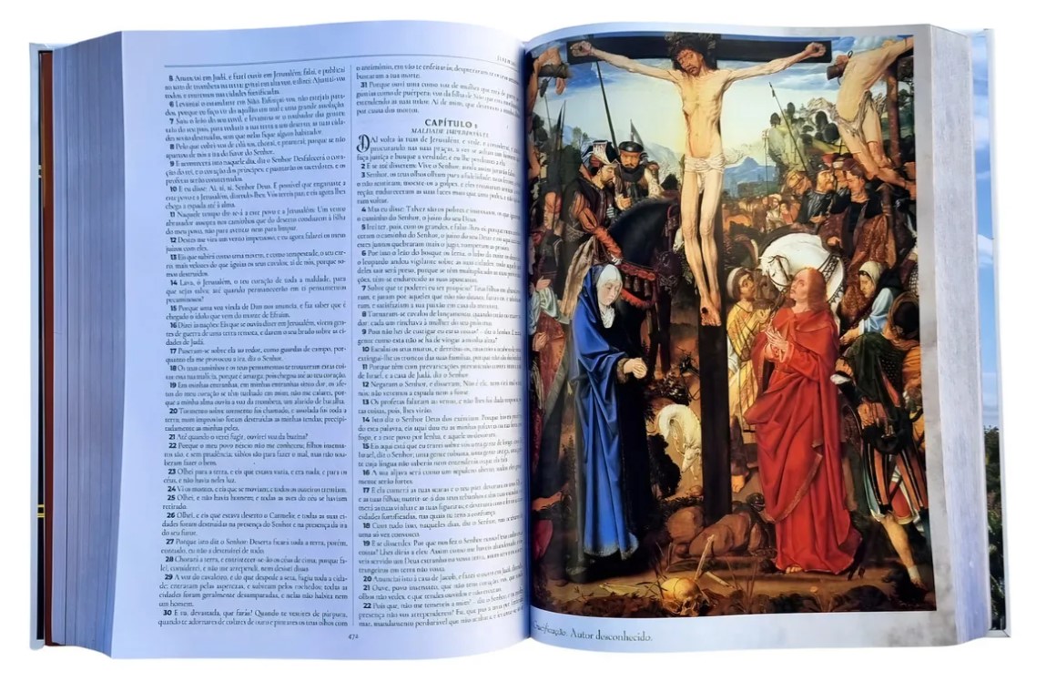 Bíblia Sagrada Católica Com Imagens - Edição Luxo aberta