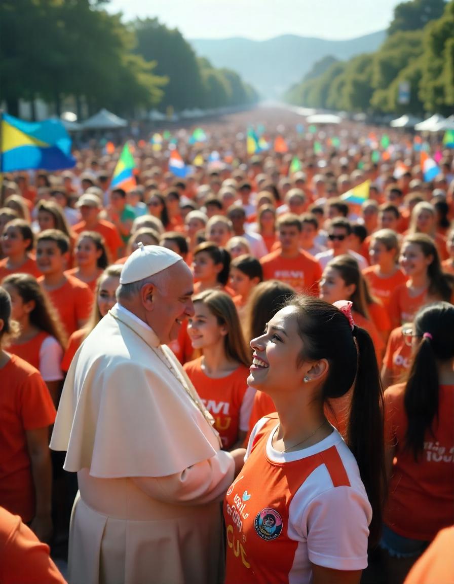 Papa Francisco no meio dos jovens católicos que participam da JMJ Como é a experiência de participar da JMJ (Jornada Mundial da Juventude) para os jovens católicos, o que traz de bom