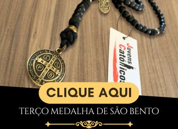 Terço da Medalha de São Bento Original com medalha de São Miguel Arcanjo e Nossa Senhora de Fátima