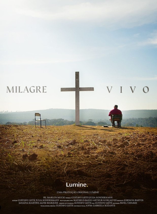 Cartaz do documentário Milagre Vivo que conta a vida do Padre Márlon Múcio