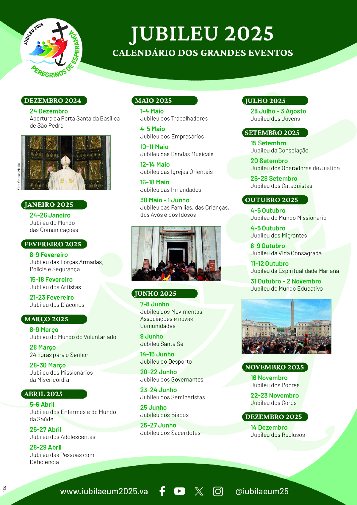 Programação do Jubileu 2025, veja o calendário completo aqui