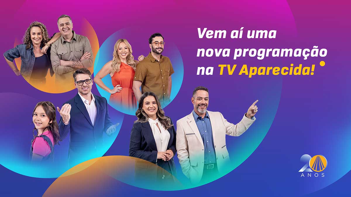 TV Aparecida celebra 20 anos com novidades na sua programação A TV Aparecida celebra 20 anos com nova programação cheia de fé, diversão e representatividade.