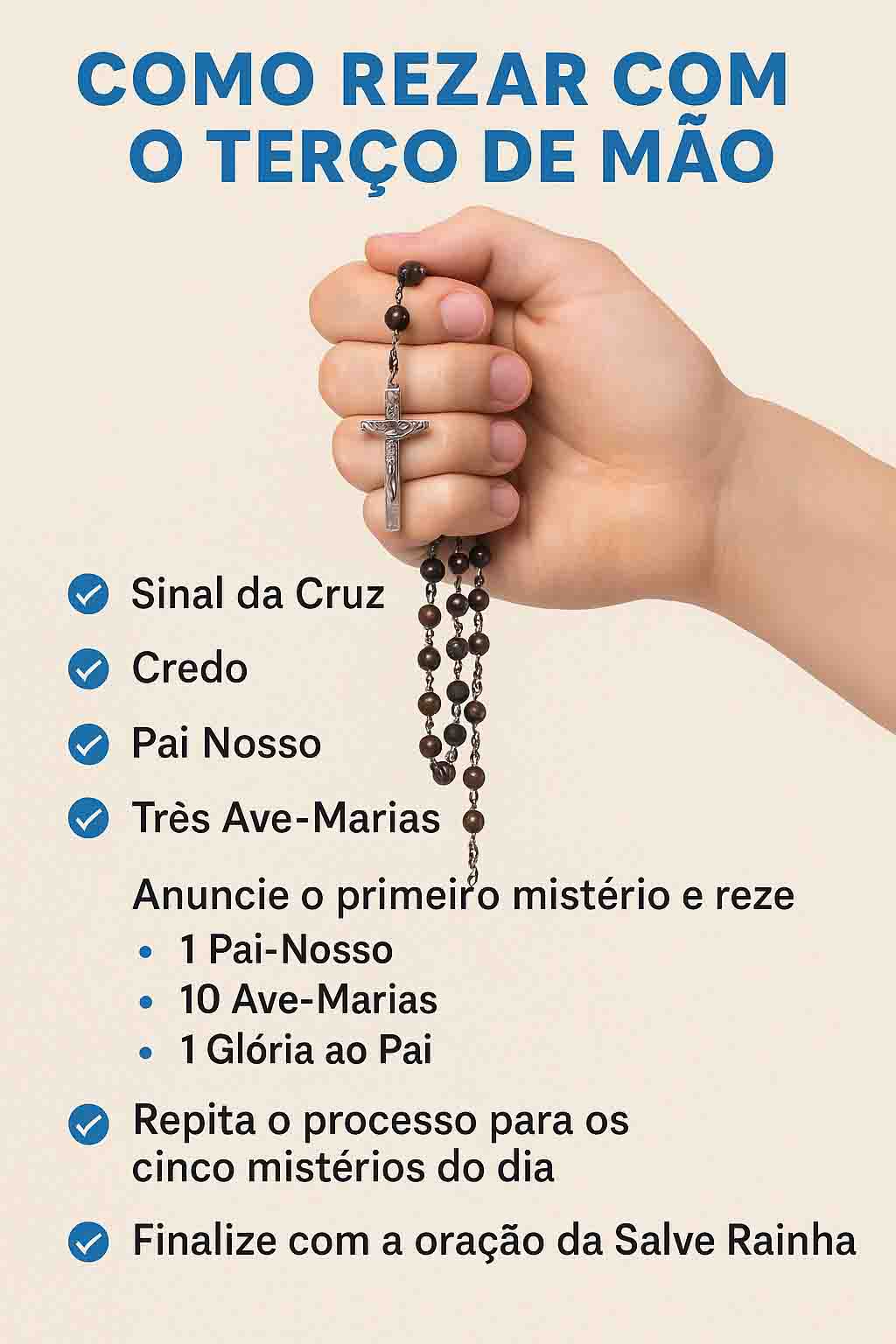 Como rezar com o Santo Terço de Mão da Igreja Católica Como rezar com o Terço de Mão