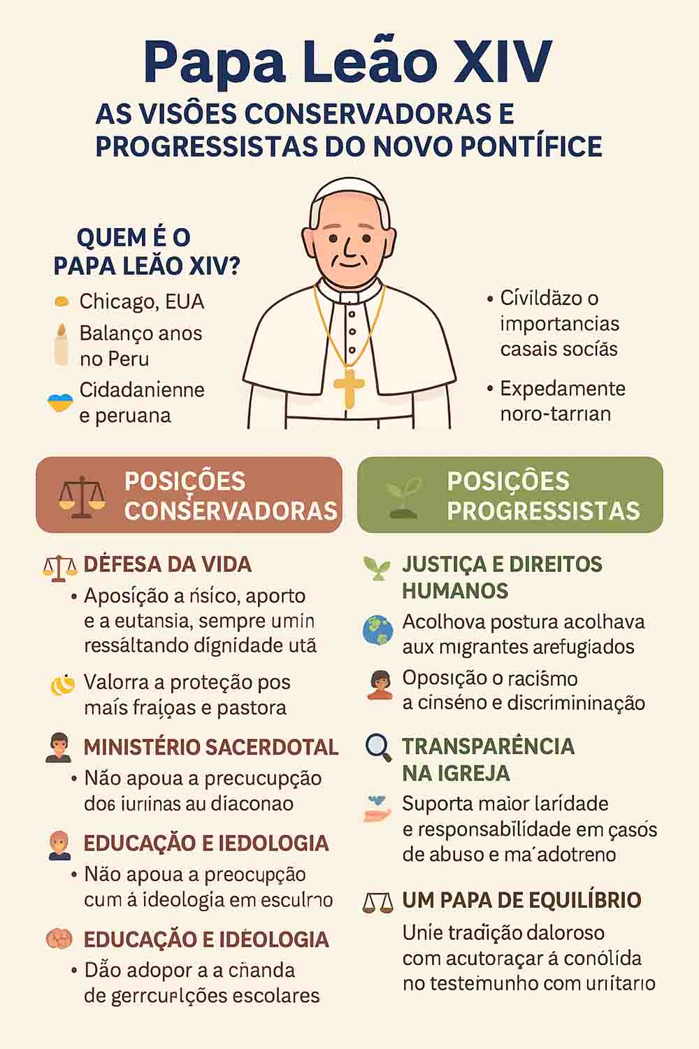 Papa Leão XIV: As Visões Conservadoras e Progressistas do Novo Pontífice Papa Leão XIV: As Visões Conservadoras e Progressistas do Novo Pontífice