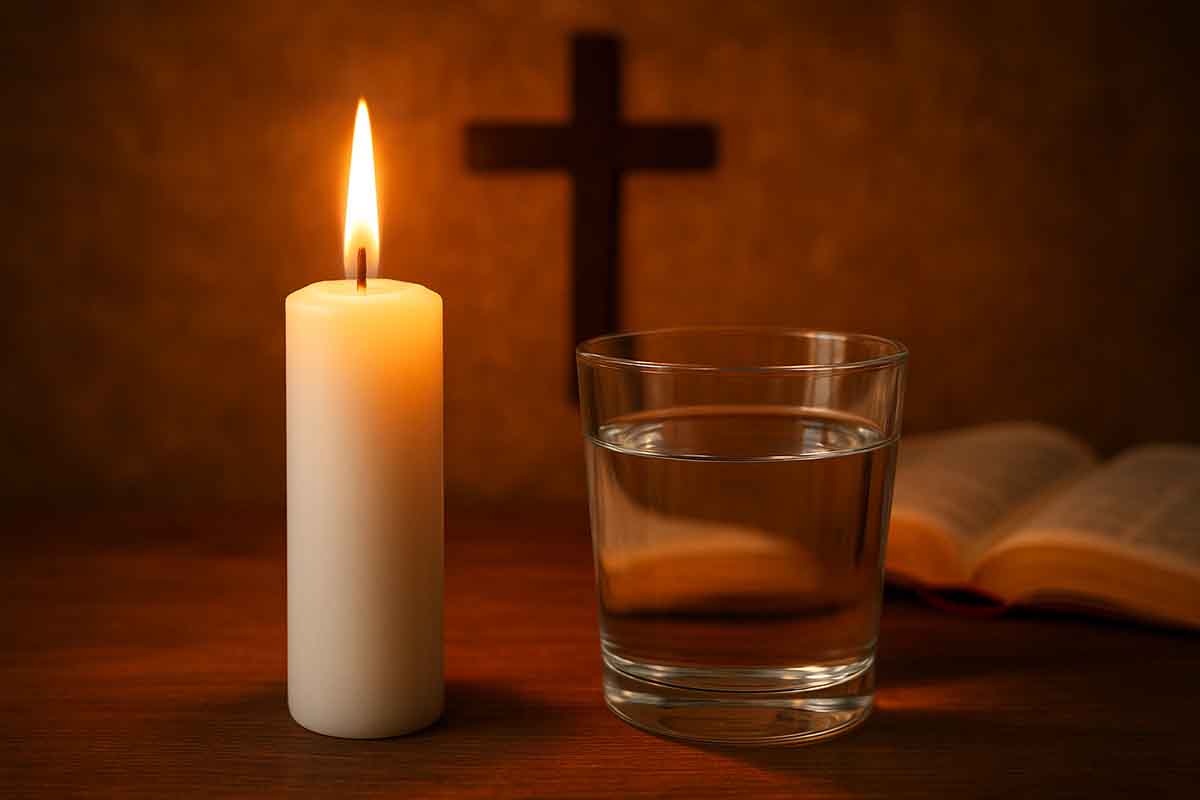 Significado da vela com copo de água para os fiéis da igreja católica Descubra o verdadeiro significado da vela com copo de água para os católicos à luz da Bíblia e do Catecismo da Igreja Católica.