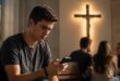 Jovem católico refletindo sobre falsos amigos e más companhias segundo a Bíblia