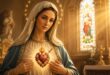 Nossa Senhora mostrando o Imaculado Coração de Maria em imagem devocional católica